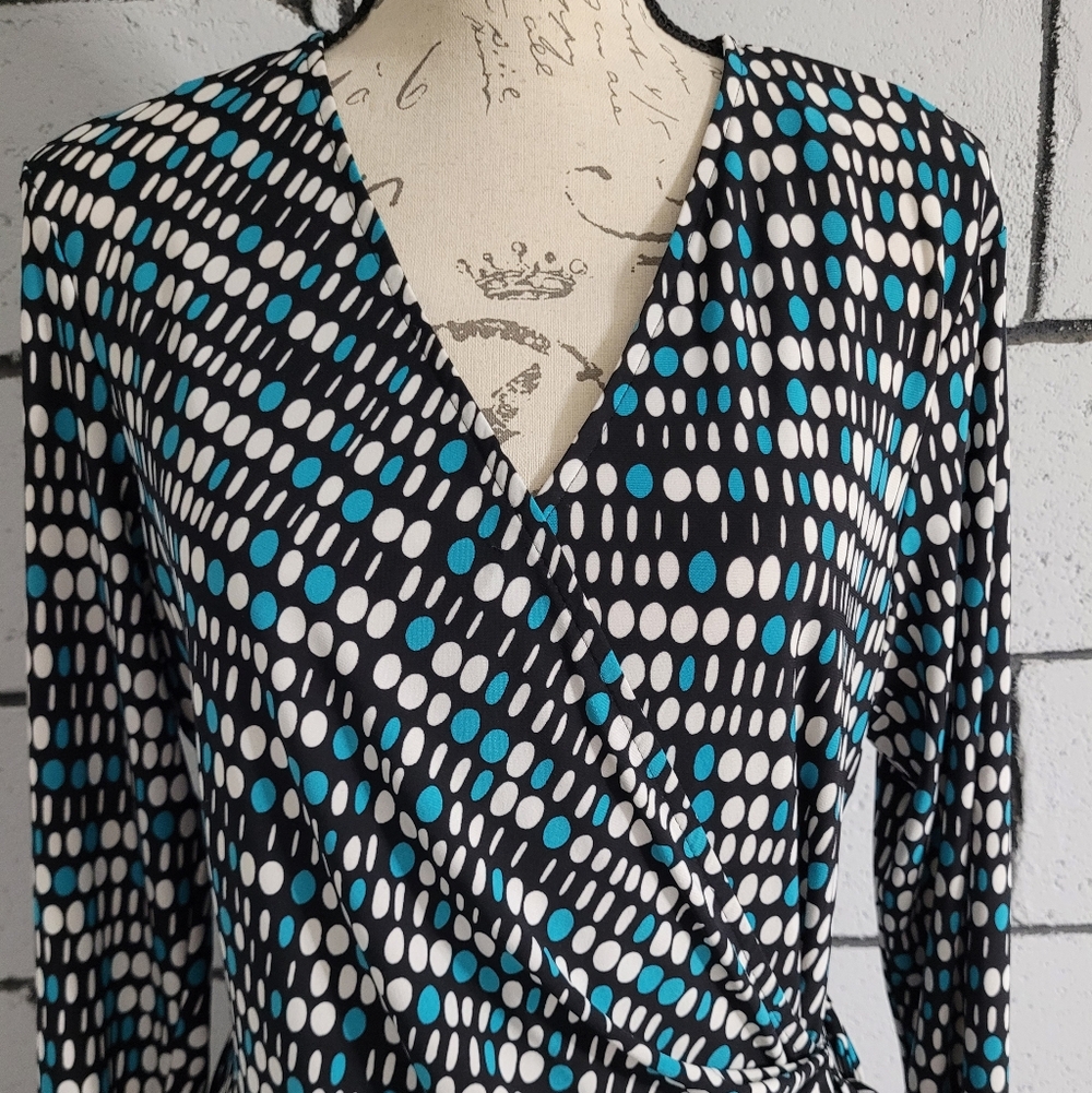BUNDLE SALE! Evan Picone Polka Dot Wrap Dress Sz 14 - Picture 2 of 7